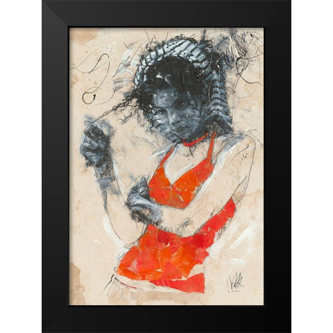 Playing with the Curls Black Modern Wood Framed Art Print by Longo, Massimiliano