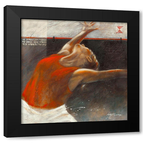 Cheerful Black Modern Wood Framed Art Print by Meijering, Kitty