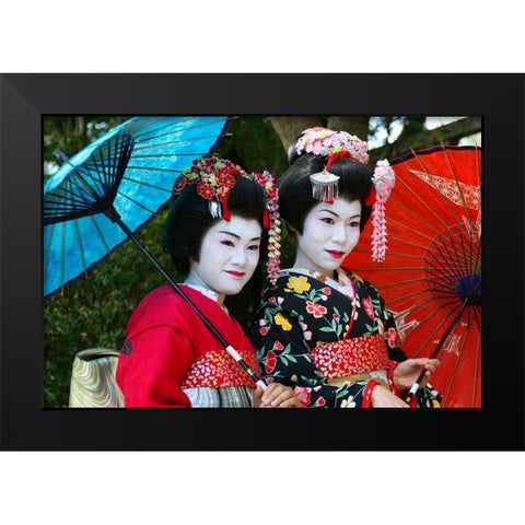 Geisha Smile Black Modern Wood Framed Art Print by Weber, Matthias