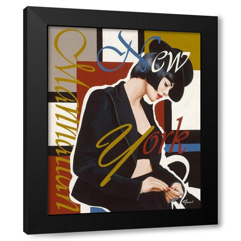 Femme New York Black Modern Wood Framed Art Print with Double Matting by Bernard, Anne