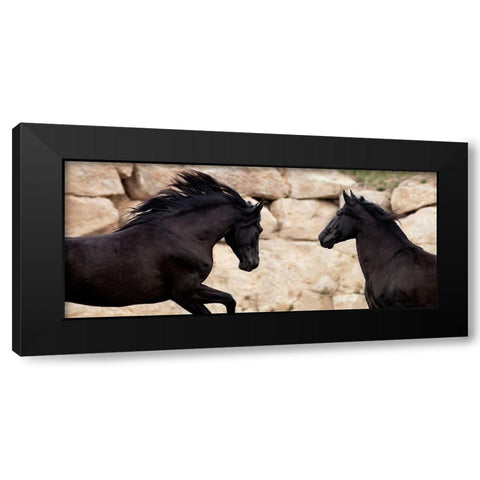 Challenging each Other Black Modern Wood Framed Art Print by Llovet, Jorge