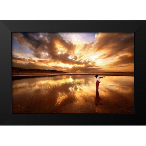 Angel Black Modern Wood Framed Art Print by Cano, Marina