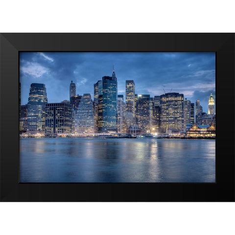 Brooklyn Bridge Park Black Modern Wood Framed Art Print by Terrible, Aurelien