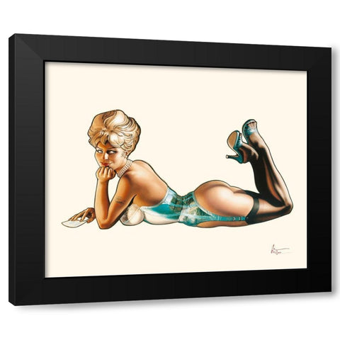 Miss Pacifique Black Modern Wood Framed Art Print by Hitte, Patrick