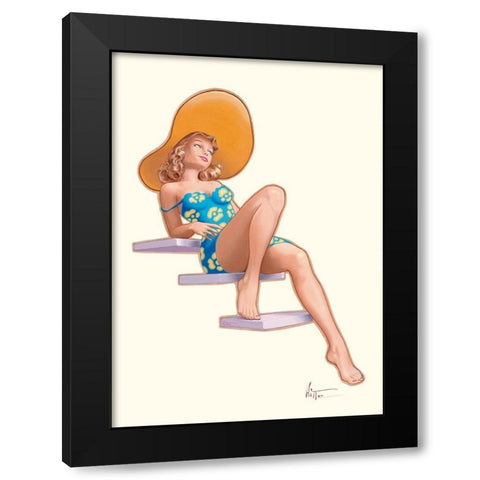 Sur l escalier Black Modern Wood Framed Art Print by Hitte, Patrick
