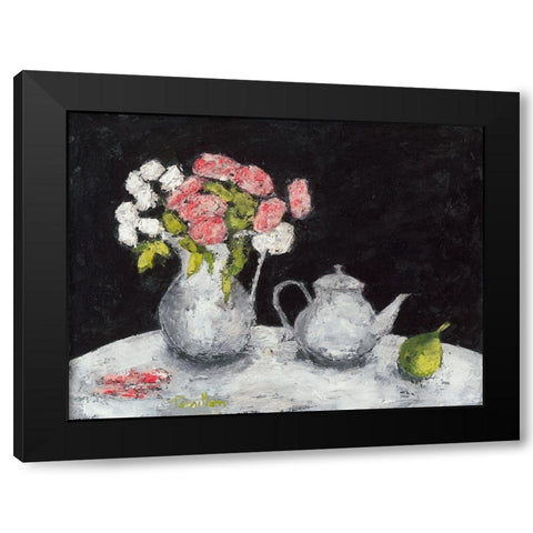 Theiere et roses d Elisa Black Modern Wood Framed Art Print by Persillon, Francoise