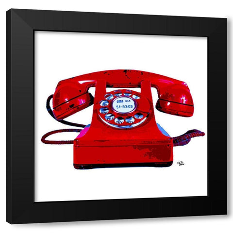 Red Phone Black Modern Wood Framed Art Print with Double Matting by Paslier, Morgan