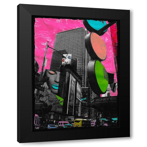 Times Square Black Modern Wood Framed Art Print with Double Matting by Simonutti, Riccardo
