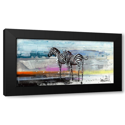 Zebra Black Modern Wood Framed Art Print by Cornee, Patrick