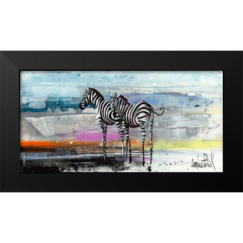 Zebra Black Modern Wood Framed Art Print by Cornee, Patrick