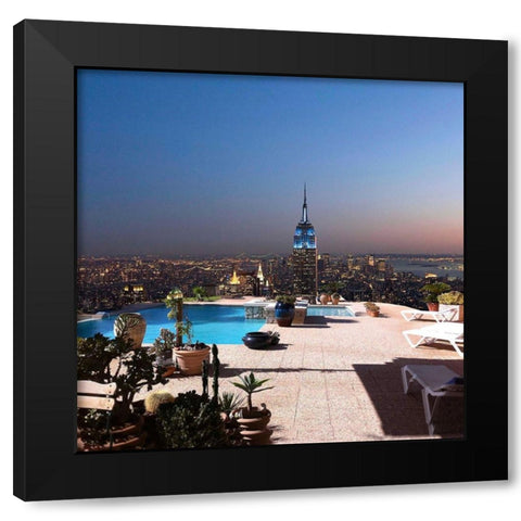 Beautiful View of New York Black Modern Wood Framed Art Print with Double Matting by MN.FF