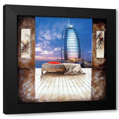 Nous deux a Doubai Black Modern Wood Framed Art Print by MN.FF