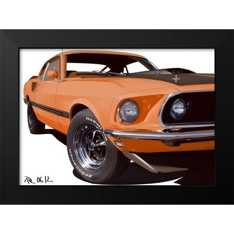 MACH I Orange Black Modern Wood Framed Art Print by Strapelias - PR, Pierre