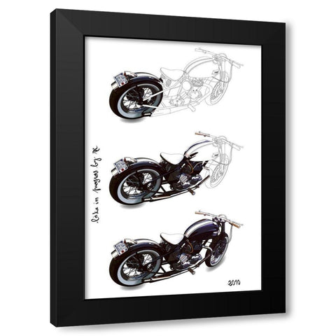 Bike in Progress Black Modern Wood Framed Art Print with Double Matting by Strapelias - PR, Pierre