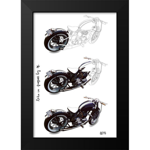 Bike in Progress Black Modern Wood Framed Art Print by Strapelias - PR, Pierre