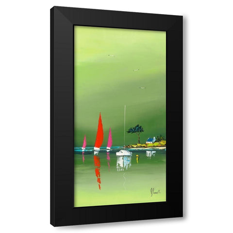 L abri cotier Black Modern Wood Framed Art Print with Double Matting by Flanet, Frederic