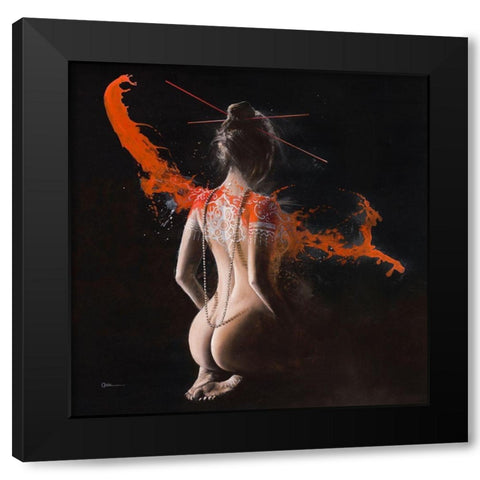 Samidha II Black Modern Wood Framed Art Print with Double Matting by Cazal, Cedric