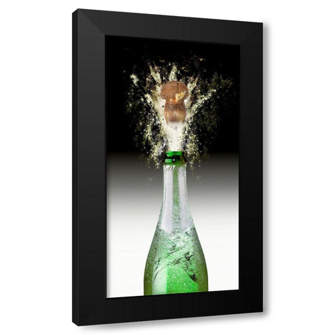 Splashing Cork I Black Modern Wood Framed Art Print by Hillert, Peter