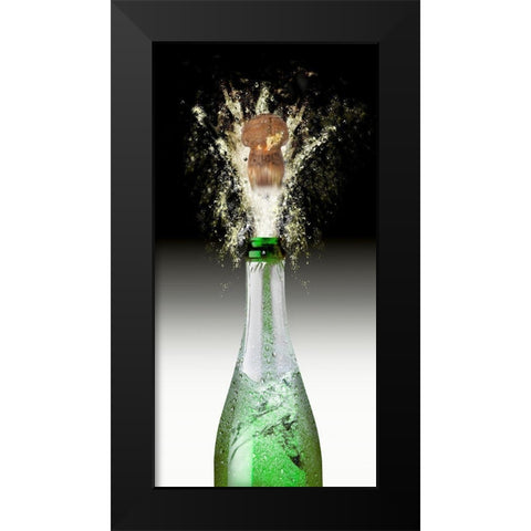 Splashing Cork I Black Modern Wood Framed Art Print by Hillert, Peter