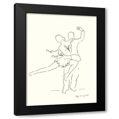 Lets Dance Black Modern Wood Framed Art Print with Double Matting by Schneider, Rosy