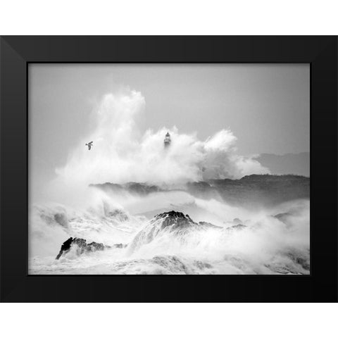 Storm in Cantabria Black Modern Wood Framed Art Print by Cano, Marina
