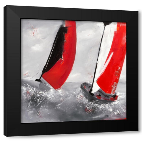 Deux voiles rouges Black Modern Wood Framed Art Print with Double Matting by Allaire, Lydie