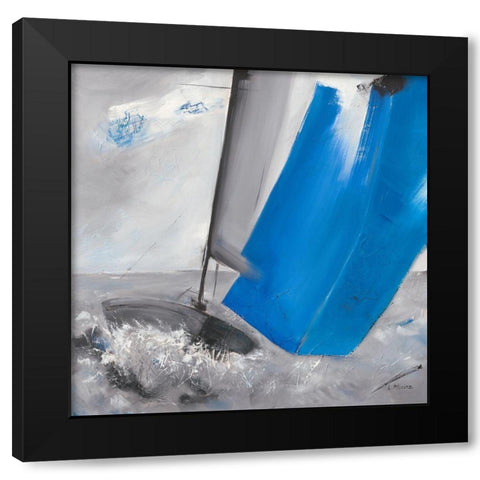 Voile bleue II Black Modern Wood Framed Art Print with Double Matting by Allaire, Lydie