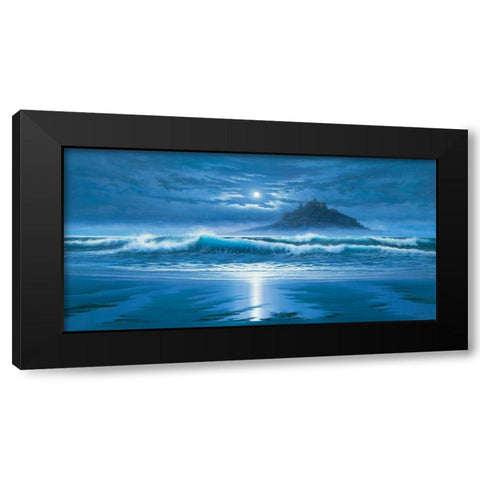 Moonlit St Michaels Mount Black Modern Wood Framed Art Print with Double Matting by Sim, John F