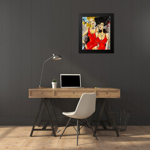 Demoiselles en rouge Black Modern Wood Framed Art Print by Zacher-Finet, Isabelle