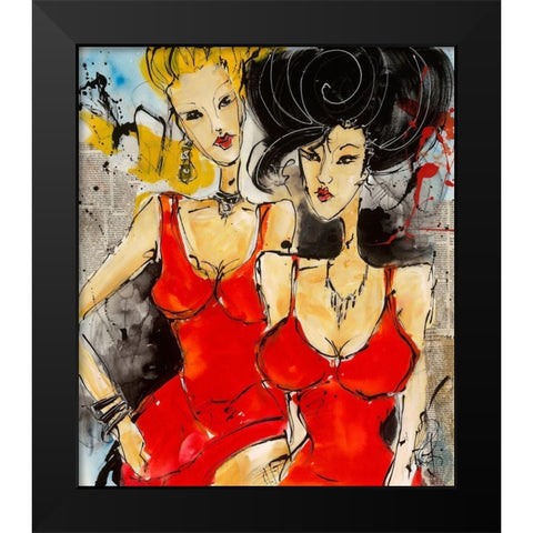 Demoiselles en rouge Black Modern Wood Framed Art Print by Zacher-Finet, Isabelle