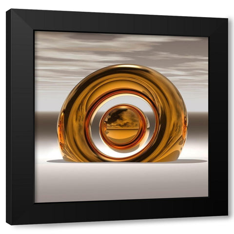 Golden Circle I Black Modern Wood Framed Art Print by Hillert, Peter