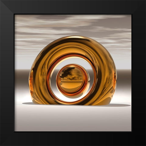 Golden Circle I Black Modern Wood Framed Art Print by Hillert, Peter