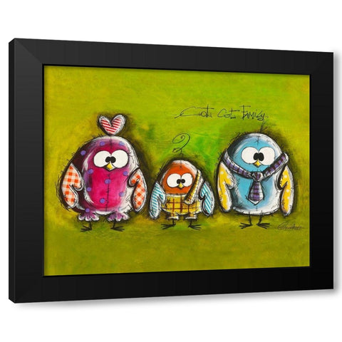 Cot Cot Family Black Modern Wood Framed Art Print by Mougin, Carine