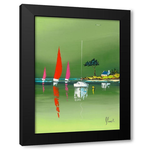 L abri cotier Black Modern Wood Framed Art Print with Double Matting by Flanet, Frederic