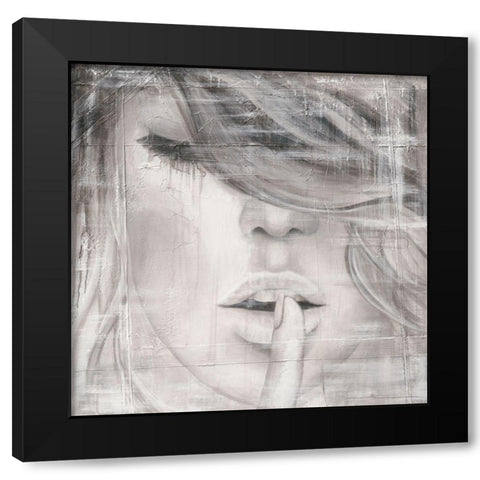 Face I Black Modern Wood Framed Art Print by Godles, Karo