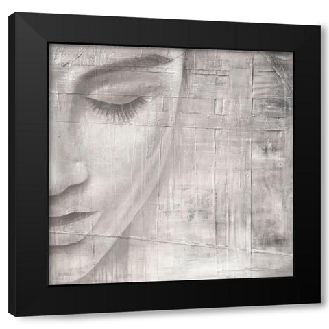 Face IV Black Modern Wood Framed Art Print with Double Matting by Godles, Karo