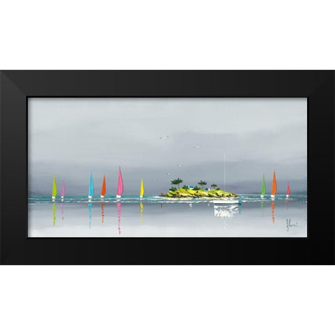 Une ile Black Modern Wood Framed Art Print by Flanet, Frederic