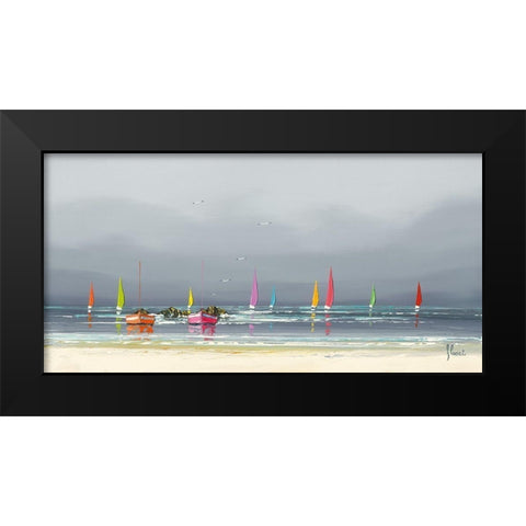 La plage Black Modern Wood Framed Art Print by Flanet, Frederic