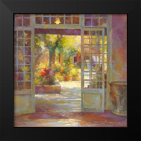 Au jardin des antiquaires Black Modern Wood Framed Art Print by Messely, Johan