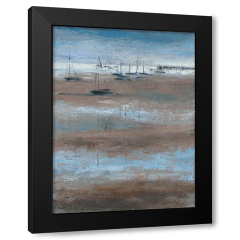 Maree basse et jetee Black Modern Wood Framed Art Print by Persillon, Francoise