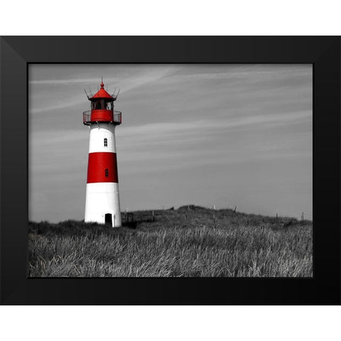Leuchtturm Sylt Black Modern Wood Framed Art Print by Fischer, Rolf