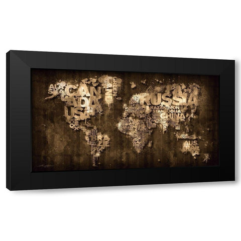 Dark Storm Plain Black Modern Wood Framed Art Print with Double Matting by Mikael D. Design