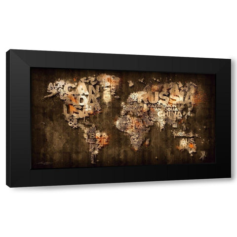 Dark Storm Orange Black Modern Wood Framed Art Print with Double Matting by Mikael D. Design
