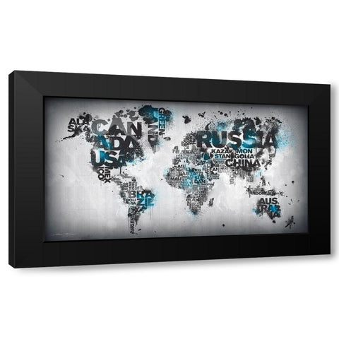 Minimal Blue Black Modern Wood Framed Art Print with Double Matting by Mikael D. Design