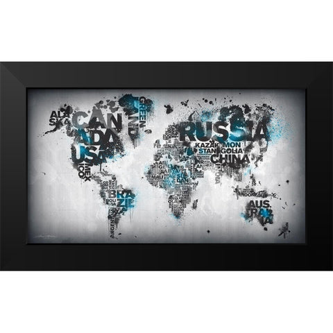 Minimal Blue Black Modern Wood Framed Art Print by Mikael D. Design