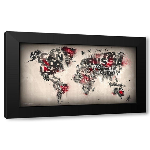 Minimal Red Black Modern Wood Framed Art Print by Mikael D. Design