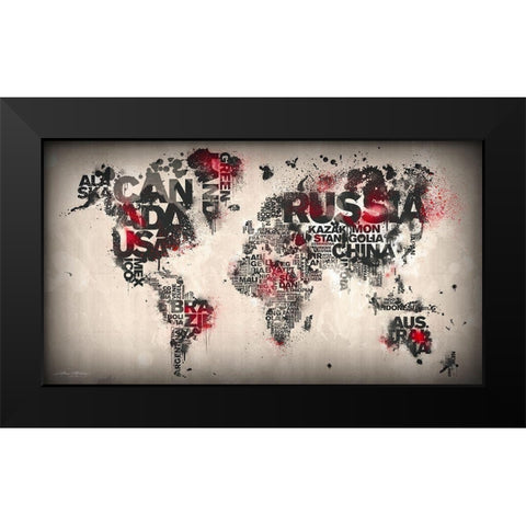 Minimal Red Black Modern Wood Framed Art Print by Mikael D. Design