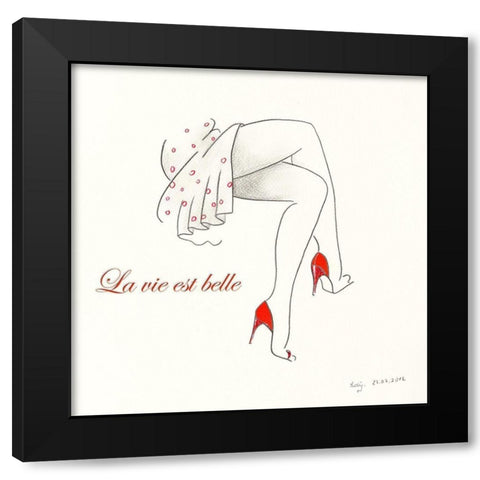 Serie Beine III Black Modern Wood Framed Art Print with Double Matting by Schneider, Rosy