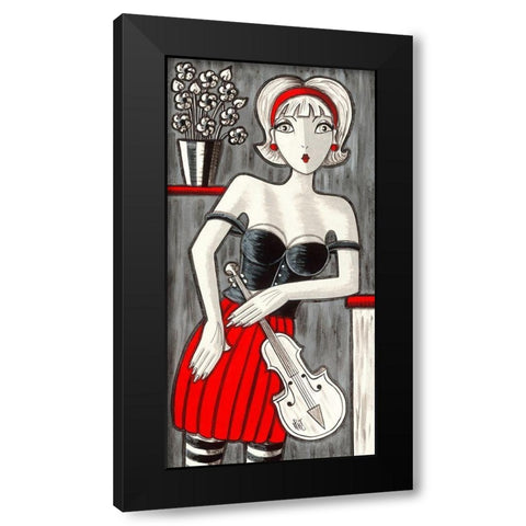 Violon blanc Black Modern Wood Framed Art Print with Double Matting by MIROTA
