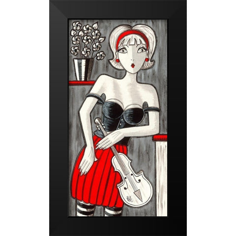 Violon blanc Black Modern Wood Framed Art Print by MIROTA